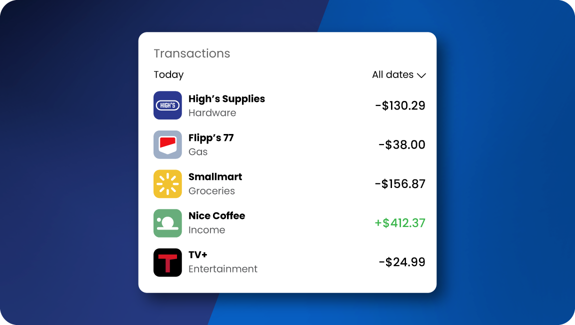 transactions widget